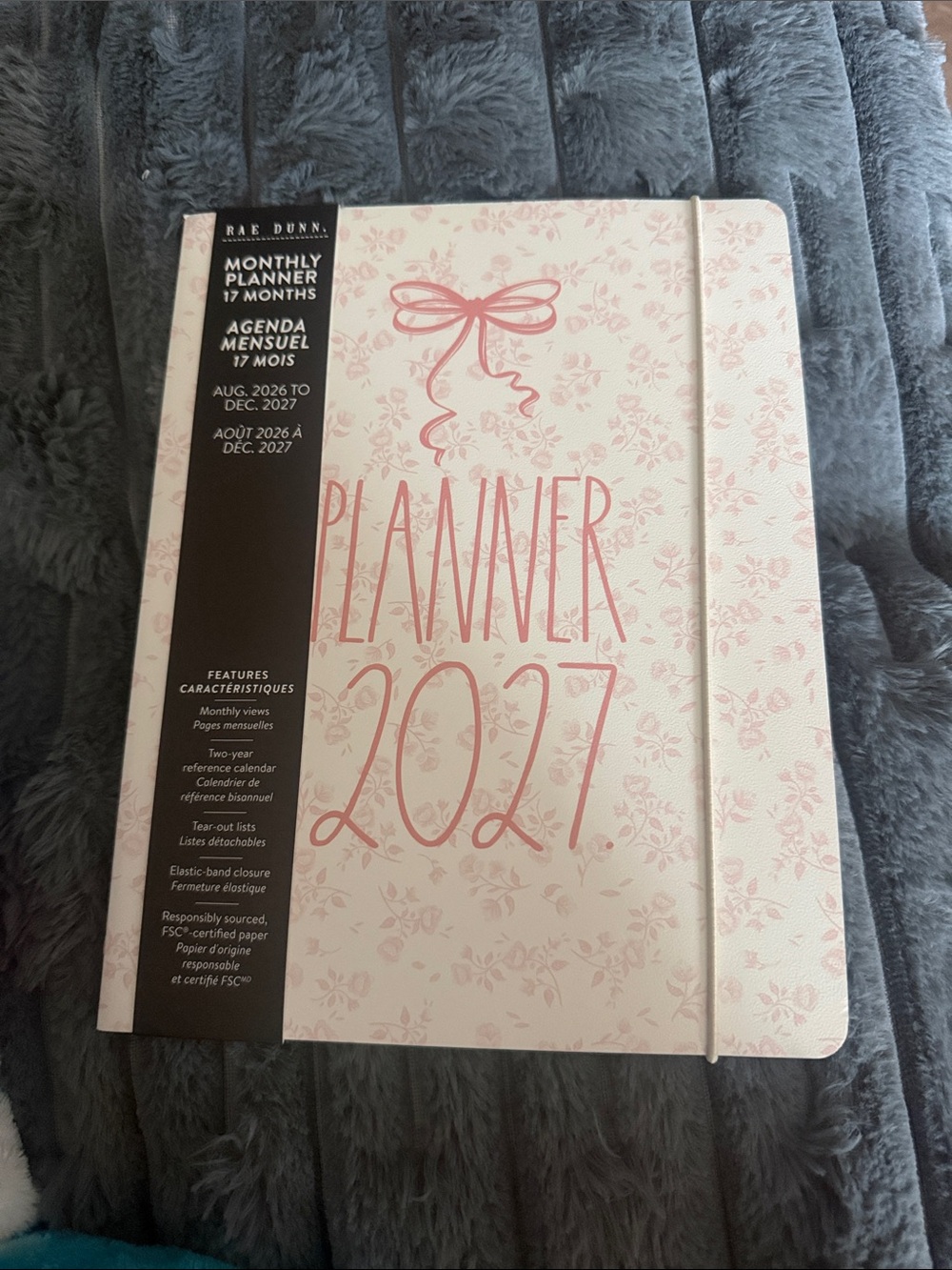 Rae Dunn Cream and Pink Floral 2027 Monthly Planner